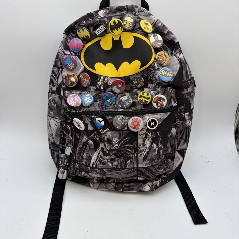 black DC Comics Batman comic-print backpack